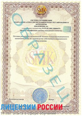 Образец сертификата соответствия (приложение) Шумиха Сертификат ISO 13485